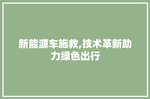 新能源车施救,技术革新助力绿色出行