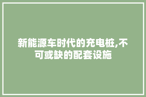 新能源车时代的充电桩,不可或缺的配套设施