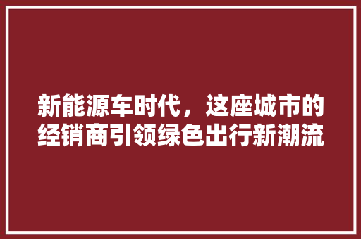 新能源车时代，这座城市的经销商引领绿色出行新潮流