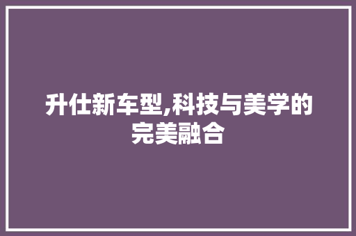 升仕新车型,科技与美学的完美融合