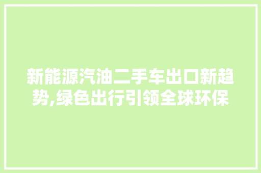 新能源汽油二手车出口新趋势,绿色出行引领全球环保潮流