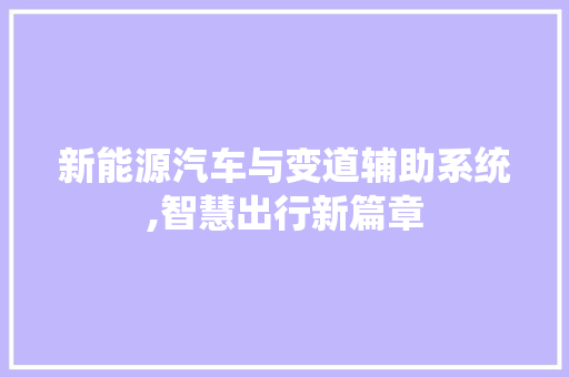 新能源汽车与变道辅助系统,智慧出行新篇章