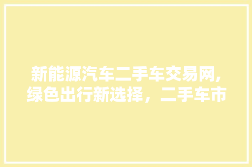 新能源汽车二手车交易网,绿色出行新选择，二手车市场新动力