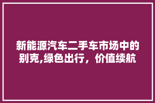 新能源汽车二手车市场中的别克,绿色出行，价值续航