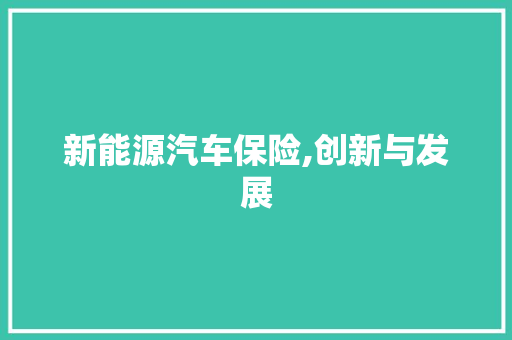 新能源汽车保险,创新与发展