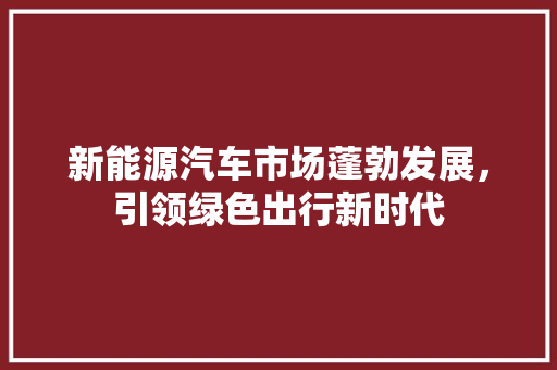 新能源汽车市场蓬勃发展，引领绿色出行新时代
