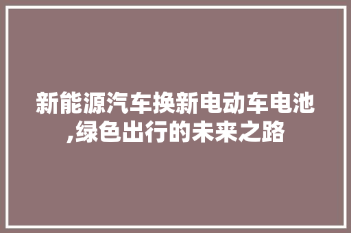 新能源汽车换新电动车电池,绿色出行的未来之路