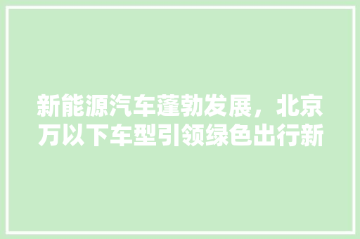 新能源汽车蓬勃发展，北京万以下车型引领绿色出行新风尚