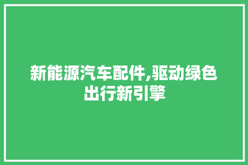 新能源汽车配件,驱动绿色出行新引擎