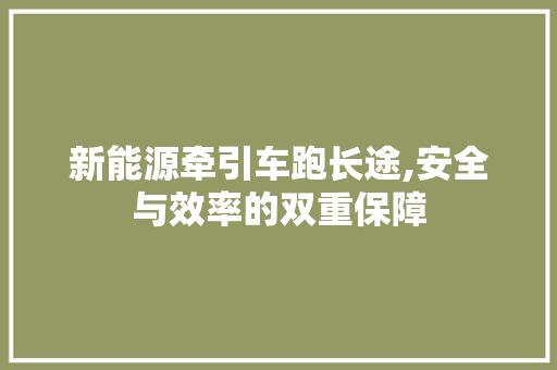 新能源牵引车跑长途,安全与效率的双重保障