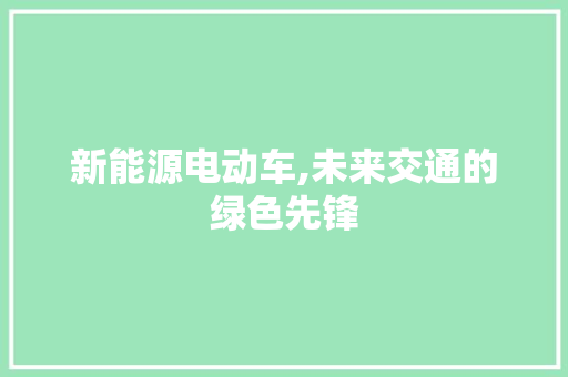 新能源电动车,未来交通的绿色先锋