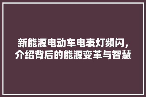 新能源电动车电表灯频闪，介绍背后的能源变革与智慧生活