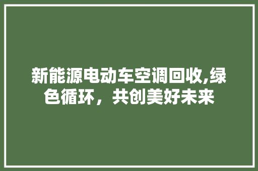 新能源电动车空调回收,绿色循环，共创美好未来