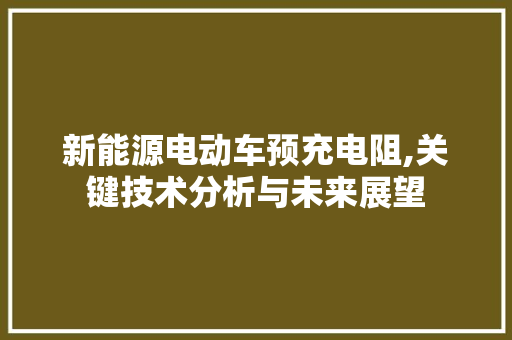 新能源电动车预充电阻,关键技术分析与未来展望