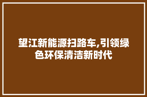望江新能源扫路车,引领绿色环保清洁新时代
