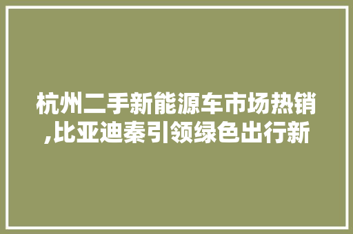 杭州二手新能源车市场热销,比亚迪秦引领绿色出行新风尚