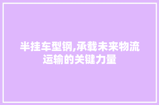 半挂车型钢,承载未来物流运输的关键力量