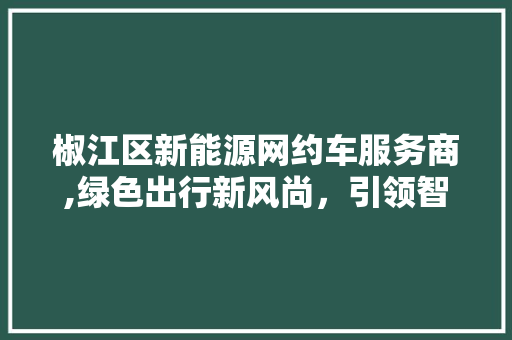 椒江区新能源网约车服务商,绿色出行新风尚，引领智慧交通未来