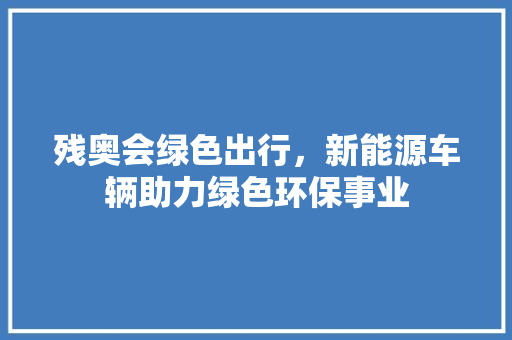 残奥会绿色出行，新能源车辆助力绿色环保事业