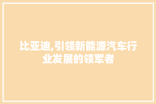 比亚迪,引领新能源汽车行业发展的领军者