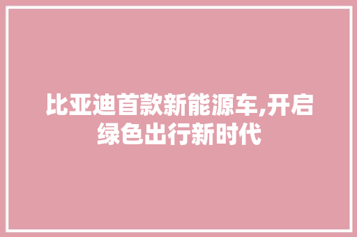 比亚迪首款新能源车,开启绿色出行新时代