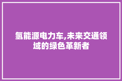 氢能源电力车,未来交通领域的绿色革新者