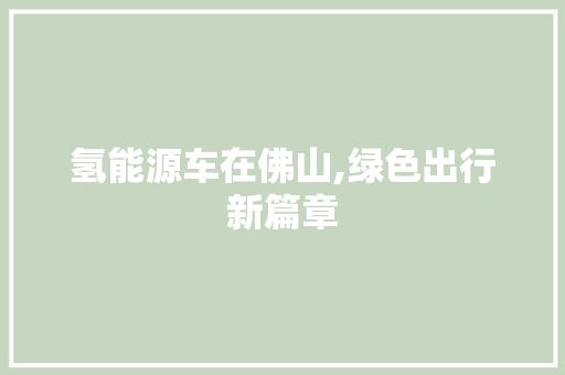 氢能源车在佛山,绿色出行新篇章