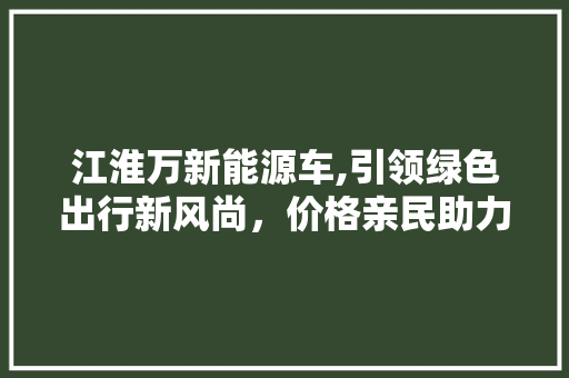 江淮万新能源车,引领绿色出行新风尚，价格亲民助力环保事业