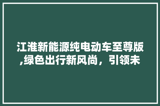 江淮新能源纯电动车至尊版,绿色出行新风尚，引领未来出行潮流