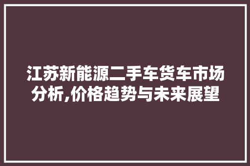 江苏新能源二手车货车市场分析,价格趋势与未来展望