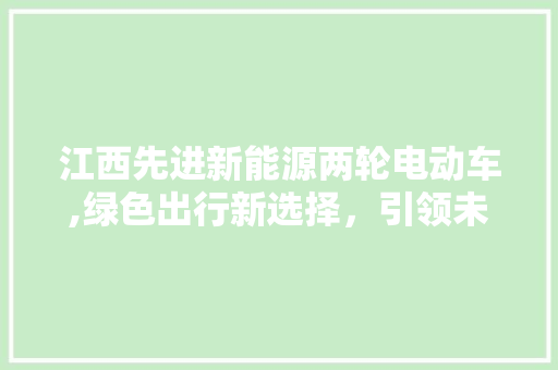江西先进新能源两轮电动车,绿色出行新选择，引领未来出行潮流
