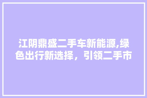 江阴鼎盛二手车新能源,绿色出行新选择，引领二手市场新潮流