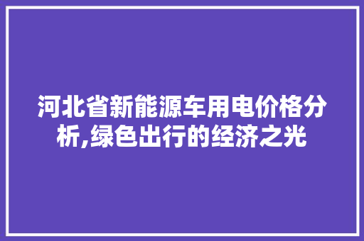 河北省新能源车用电价格分析,绿色出行的经济之光
