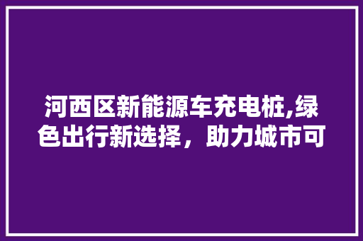 河西区新能源车充电桩,绿色出行新选择，助力城市可持续发展