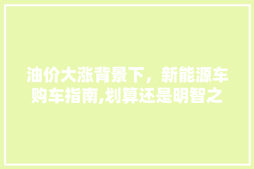 油价大涨背景下，新能源车购车指南,划算还是明智之选