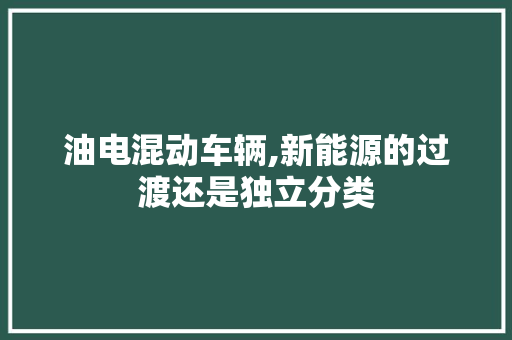 油电混动车辆,新能源的过渡还是独立分类