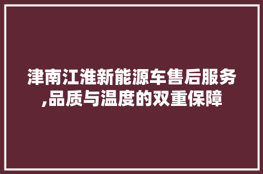 津南江淮新能源车售后服务,品质与温度的双重保障