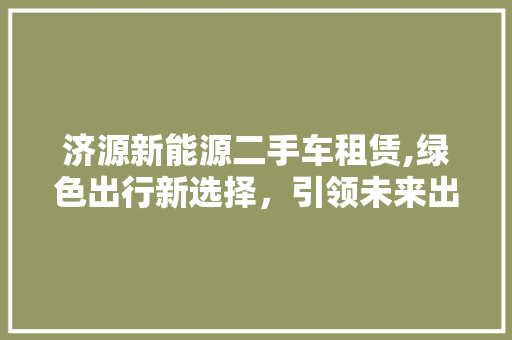 济源新能源二手车租赁,绿色出行新选择，引领未来出行潮流