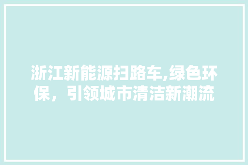 浙江新能源扫路车,绿色环保，引领城市清洁新潮流