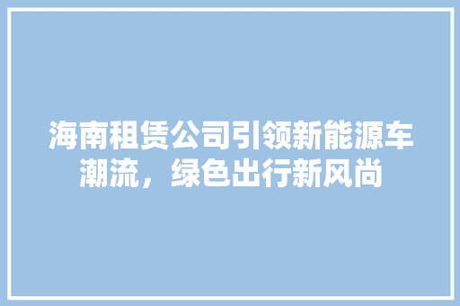 海南租赁公司引领新能源车潮流，绿色出行新风尚