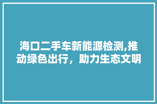 海口二手车新能源检测,推动绿色出行，助力生态文明