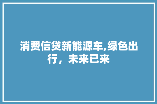 消费信贷新能源车,绿色出行，未来已来