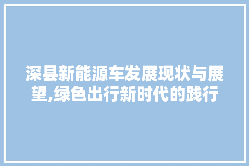 深县新能源车发展现状与展望,绿色出行新时代的践行者