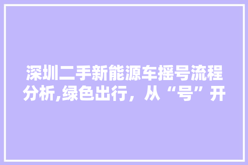 深圳二手新能源车摇号流程分析,绿色出行，从“号”开始
