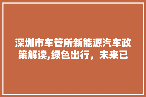 深圳市车管所新能源汽车政策解读,绿色出行，未来已来