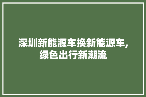 深圳新能源车换新能源车,绿色出行新潮流