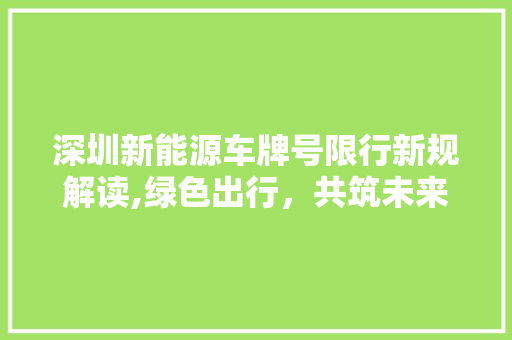 深圳新能源车牌号限行新规解读,绿色出行，共筑未来
