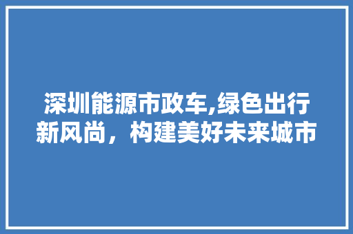深圳能源市政车,绿色出行新风尚，构建美好未来城市