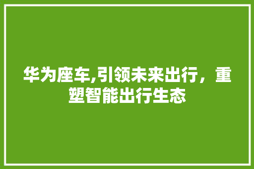 华为座车,引领未来出行，重塑智能出行生态