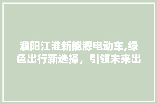 濮阳江淮新能源电动车,绿色出行新选择，引领未来出行潮流